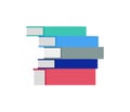 Colorful stacked books side view. Education and learning symbol vector illustration