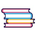 Colorful stacked books side view. Education and learning symbol vector illustration