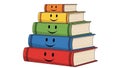 Colorful Stacked Books with Smiley Faces Royalty Free Stock Photo