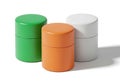 Colorful stacked cylindrical containers isolated on white background Royalty Free Stock Photo