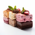 Colorful Stacked Ice Cream With Sorbet Brownies - Real Photo 8k