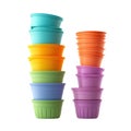 Colorful Stacked Plastic Containers. Vibrant Kitchen Storage Solutions For Organization Isolated On Transparent Royalty Free Stock Photo