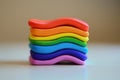 Colorful stacked plasticine layers arranged in a wavy pattern on a neutral surface Royalty Free Stock Photo
