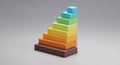 Colorful, stacked rectangular blocks form a pyramid-like structure. Each block varies Royalty Free Stock Photo