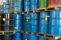 Colorful stacked steel barrels Royalty Free Stock Photo