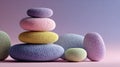 Colorful stacked stones against a soft gradient background. Royalty Free Stock Photo