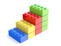 Colorful stacked toy building blocks, kids toy. 3D Royalty Free Stock Photo