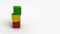 Colorful Stacked Wooden Blocks on a White Background
