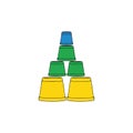 Colorful Stacking Cups Pyramid on a Clean White Background Royalty Free Stock Photo