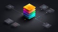 Colorful Layered Stacks Representing Data Processing in a Modern Digital System With Various Interfaces and Graphical Royalty Free Stock Photo