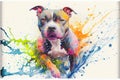 Colorful Staffordshire bull terrier dog painting