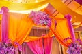 Colorful stage decoration for bride and groom in sangeet night of indian wedding Royalty Free Stock Photo