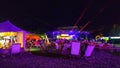 Colorful stages and light show at an electronic music festival in Madrid