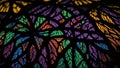 Colorful stained glass with an abstract floral pattern. Royalty Free Stock Photo