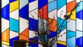 Colorful stained glass background abstract. Medieval Random Pieces of Glass. Background for design.
