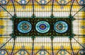 Colorful stained glass ceiling in floral art nouveau style Royalty Free Stock Photo