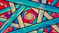 Colorful stained glass fractal teal and orange cinematic style