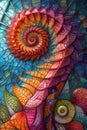 A colorful stained glass piece with a spiral design on it, AI Royalty Free Stock Photo