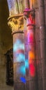 Colorful Stained Glass Reflection Church St Marie Eglise Normandy France