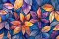Colorful stained glass style illustration with floral pattern Royalty Free Stock Photo