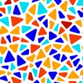 Colorful stained glass triangle shape mosaic geometric seamless pattern, vector