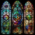 Colorful stained glass window background. Stained glass window in the church. generative ai Royalty Free Stock Photo