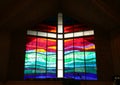 Stain-glass window with christian cross Royalty Free Stock Photo
