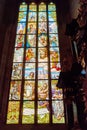 Colorful stained glass window church cathedral religious interior Royalty Free Stock Photo