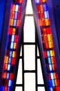 Colorful stained glass window in the church chapel at the Air Force Academy Royalty Free Stock Photo