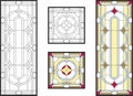 Colorful stained glass window in classic style for ceiling or door panels, Tiffany technique.