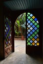 Colorful stained glass window, Morocco