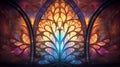 A colorful stained glass window with a orange and blue mandala abstract background generative ai Royalty Free Stock Photo