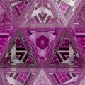 Colorful stained-glass window. Triangles geometric pattern on transparent purple background. Print for textiles, banners and Royalty Free Stock Photo