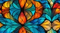 Colorful stained glass window, vibrant and colorful, abstract background seamless. generative ai Royalty Free Stock Photo