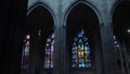 Colorful stained glass windows and arches of saint vitus, prague, czech republic