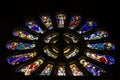 Colorful stained-glass windows in rose window Royalty Free Stock Photo