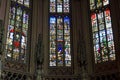 Colorful stained-glass windows, St James Church, Liege Royalty Free Stock Photo