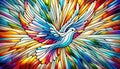 Colorful stained-glass Winged dove, a representation of the New Testament Holy Spirit Royalty Free Stock Photo