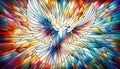Colorful stained-glass Winged dove, a representation of the New Testament Holy Spirit Royalty Free Stock Photo