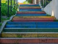 Colorful staircase on Tatrzanska street in Podgorze, Cracow. Royalty Free Stock Photo