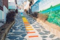 Colorful stairs in Songwol-dong Fairy tale village, Incheon, Korea