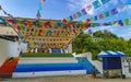 Colorful stairs and steps in rainbow colors Puerto Escondido Mexico