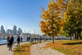 Colorful Stanley Park along the seawall path in the autumn, Vancouver, Canada Royalty Free Stock Photo