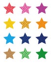 12 colorful star icons, star isolated on white background. vector format available Royalty Free Stock Photo