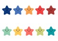 Colorful star illustration with cute and adorable faces