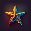 a colorful star made out of folded paper on a black background with a shadow of the star in the center Royalty Free Stock Photo