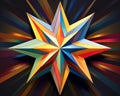 a colorful star made out of paper on a black background Royalty Free Stock Photo