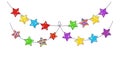 Colorful Star-Shaped Garlands Hanging on Strings for Festive Decoration Royalty Free Stock Photo