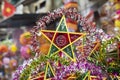 Colorful star shaped lantern for sale on an old street of Hanoi