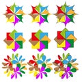 Colorful star vector. Abstract geometric shapes. Dynamic rotation pattern. Bright fun elements. Royalty Free Stock Photo